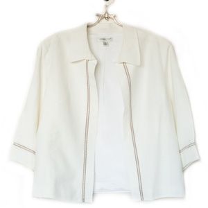 Coldwater Creek Cream Lined Open 3/4 Sleeve Blazer Size PL